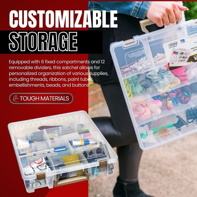 ArtBin 9007AB Super Satchel with Removable Dividers, Portable Art & Craft Organizer with Handle, [1] Plastic Storage Case, Clear - Image 5